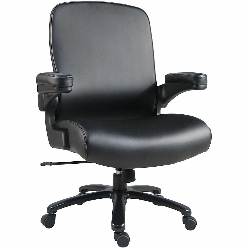 Lorell Big & Tall Flip Arm Chair Black - Vinyl - Armrest - 1 Each (LLR40221)