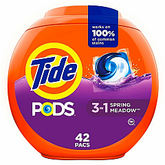 Tide Pods Laundry Detergent For Laundry, Washing Machine, Clothes - Concentrate - Pod - Spring Meadow Scent - Recommended For: Stain Remover, Odor Remover - Deodorize - Orange - 42 / Pack (00992)