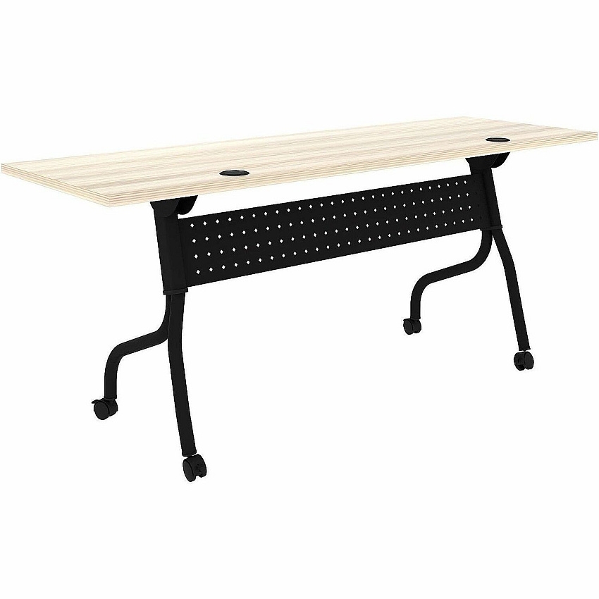 Lorell Modern Elm/Black Flip-Up Training Tables Melamine Top - Black Four Leg Base - 4 Legs - 72" Table Top Width x 23.60" Table Top Depth - 29.50" Height - Training - Assembly Required - Modern Elm - Nylon - Melamine Top Material - Metal Base  (LLR66375)