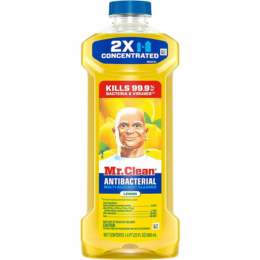 Mr. Clean All Purpose Cleaner, Cleaning Liquid, Lemon For Multi Surface, Multipurpose - Concentrate - Liquid - 64 fl oz (2 quart) - Fresh, Lemon Scent - Recommended For: Grease Remover, Grime Remover, Dirt Remover, Bacteria Remover - Long Lasting, (06894)
