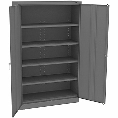 Tennsco Deluxe Jumbo Storage Cabinet 48" Width x 18" Depth x 78" Height - 5 x Shelf(ves) - 2 x Standard Door(s) - 400 lb Load Capacity - Hinged Door, Welded, Locking Door, Locking Mechanism, Adjustable Leveler - Medium Gray - Steel, Nylon - R (J1878SUMGY)
