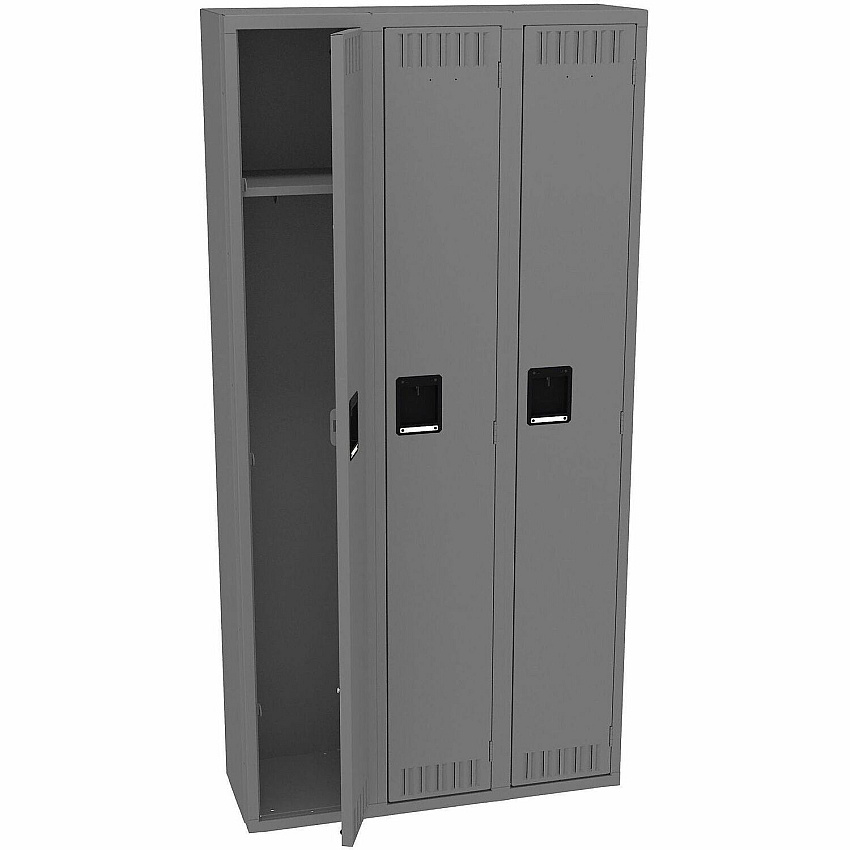 Tennsco Single-Tier 3-Wide Steel Lockers 1 Shelve(s) - 1 Tier(s) - Vandal Resistant - for Office, School, Industrial - Overall Size 72" Height x 36" Width x 12" Depth - Medium Gray - Steel - 1 Each (STS121272CMG)