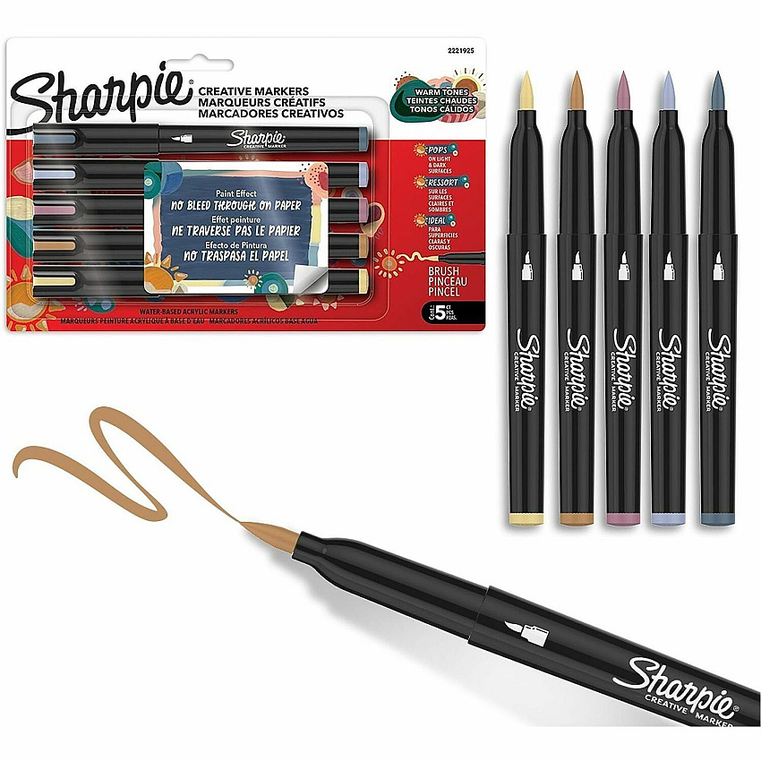 Sharpie Creative Markers Water Based, Acrylic Based - Multipurpose - 5 / Pack (2221925)