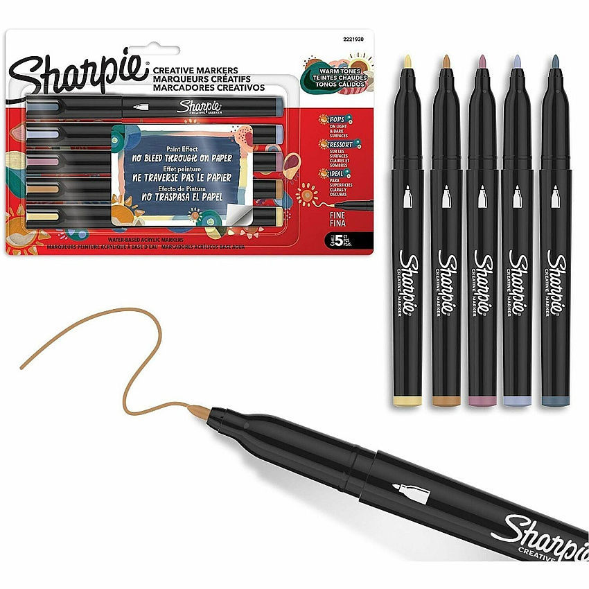 Sharpie Creative Markers Water Based, Acrylic Based - Multipurpose - 5 / Pack (2221930)