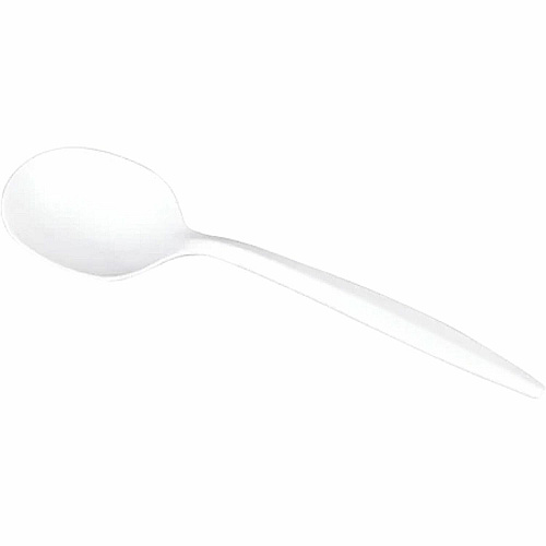 Karat Soup Spoon Med-weight/White Soup Spoon - Soup Spoon - Restaurant, Cafeteria - Polypropylene Plastic - White - 100/Box - 10 / Carton (U2007W)