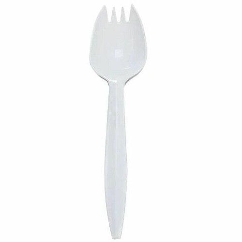 Karat Spork Med-weight/White Spork - Spork - Restaurant, Cafeteria - Polypropylene Plastic - White - 100/Box - 10 / Carton (U2210W)