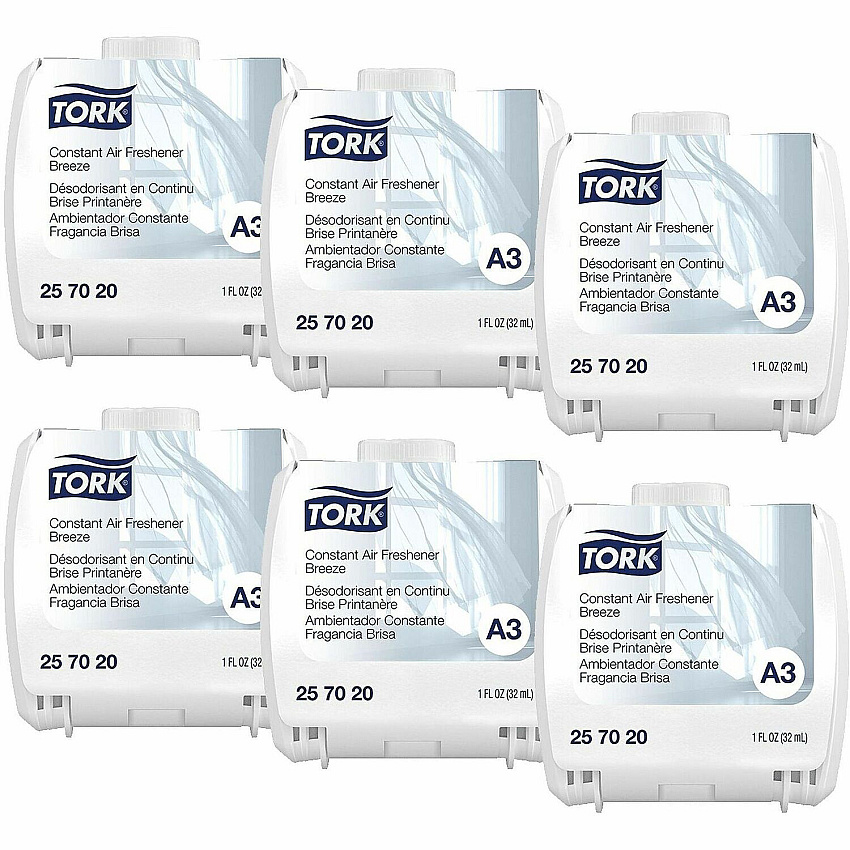 TORK Constant Air Fresheners Breeze Scent 1.1 fl oz (0 quart) - Breeze - Odor Neutralizer - 6 / Carton (257020)