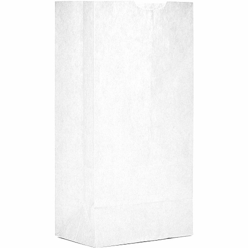 AJM #4 White Paper Grocery Bags #4 - Bleached Kraft - Paper - Grocery, Supplies - Recycled - 500 / Carton (WB04NP5CES)