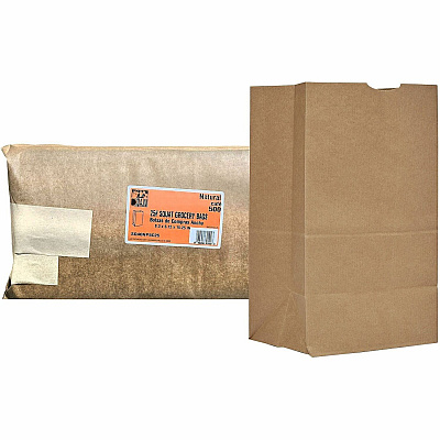 AJM #25 Squat Kraft Paper Grocery Bags #25 - 6.10" Length x 8.25" Width - Natural Kraft - Paper - Grocery - Recycled - 500 / Carton (SQ40NP5C25ES)
