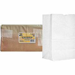 AJM #20 Squat White Paper Grocery Bags #20 - Bleached Kraft - Paper - Grocery, Supplies - Recycled - 500 / Carton (WB20NP5CES)