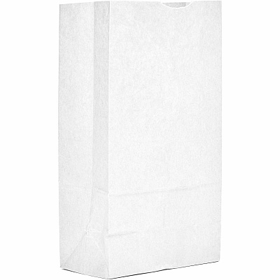 AJM #12 White Paper Grocery Bags #12 - Bleached Kraft - Paper - Grocery, Supplies - Recycled - 500 / Carton (WB12NP5CES)