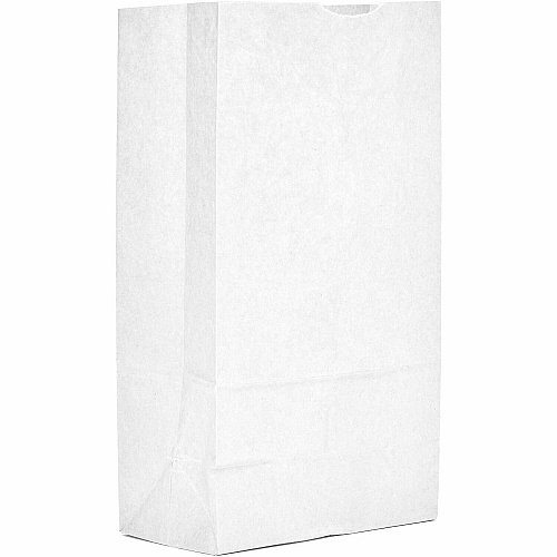 AJM #12 White Paper Grocery Bags #12 - Bleached Kraft - Paper - Grocery, Supplies - Recycled - 500 / Carton (WB12NP5CES)