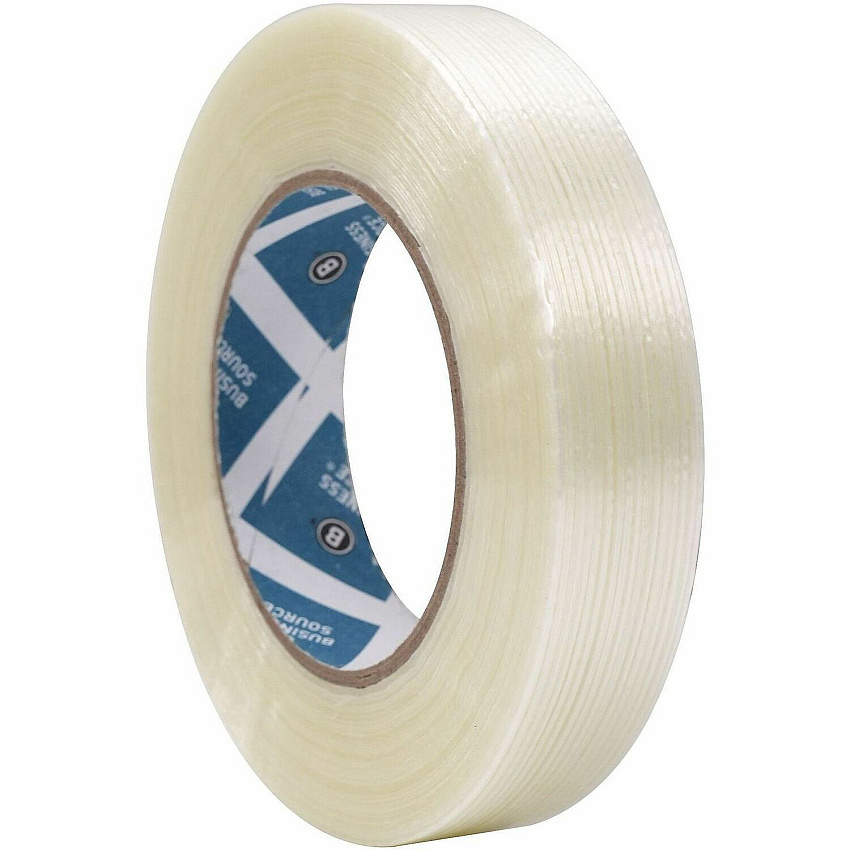 Business Source Filament Tape 60 yd Length x 1" Width - 3" Core - White - Film (Fiberglass Reinforced) Backing - 1 Roll (BSN64025)