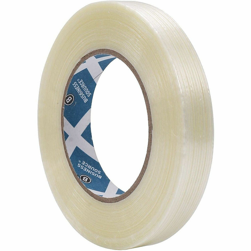 Business Source Filament Tape 60 yd Length x 0.75" Width - 3" Core - White - Film (Fiberglass Reinforced) Backing - 1 Roll (BSN64024)