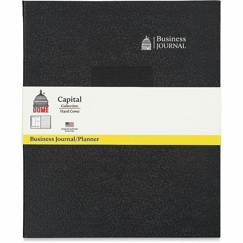 Dome Business Journal - 8 x 10 Inch Hardcover Professional Planner Notebook Business - 8" x 10" Sheet Size - Bright White Sheet - Black Cover - 1 Each (40004)