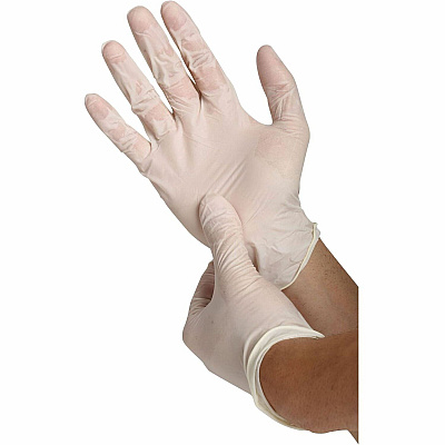 Genuine Joe Powder-Free Latex Work Gloves 4 mil Thickness - Large Size - Latex - White - Powder-free - 10 / Carton (GJO15438CT)