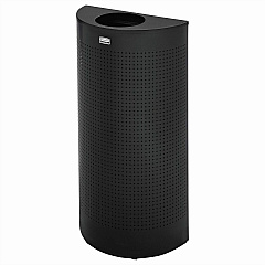 Rubbermaid Commercial Half Round Metallic Waste Receptacle Open Top - 12 gal Capacity - Half-round - For Indoor, Commercial - Fire Resistant - Perforated, Fire-Safe - 32" Height x 18" Width x 9" Depth - Steel - Textured Black - 1 Each (SH12EPLTBK)