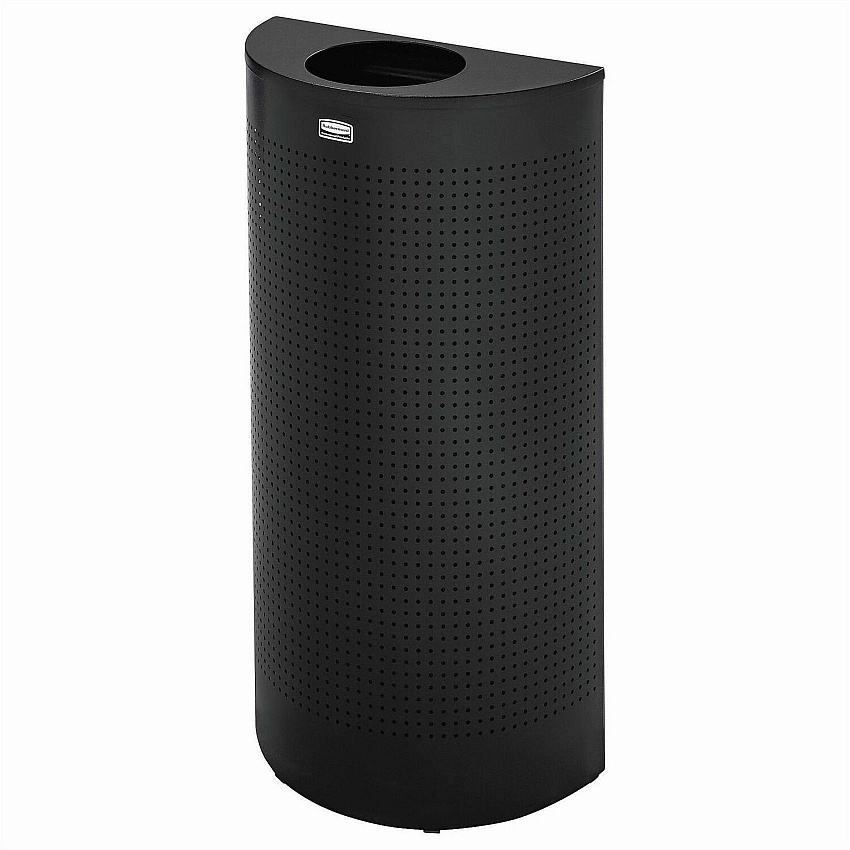 Rubbermaid Commercial Half Round Metallic Waste Receptacle Open Top - 12 gal Capacity - Half-round - For Indoor, Commercial - Fire Resistant - Perforated, Fire-Safe - 32" Height x 18" Width x 9" Depth - Steel - Textured Black - 1 Each (SH12EPLTBK)