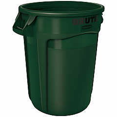 Rubbermaid Commercial Brute Vented Container 32 gal Capacity - Round - For Commercial - Vented, UV Resistant, Heavy Duty, Handle, Reinforced, Tear Resistant, Damage Resistant, Contoured Base Handle, Durable, Fade Resistant, Warp Resistant, ... - (2632GRN)