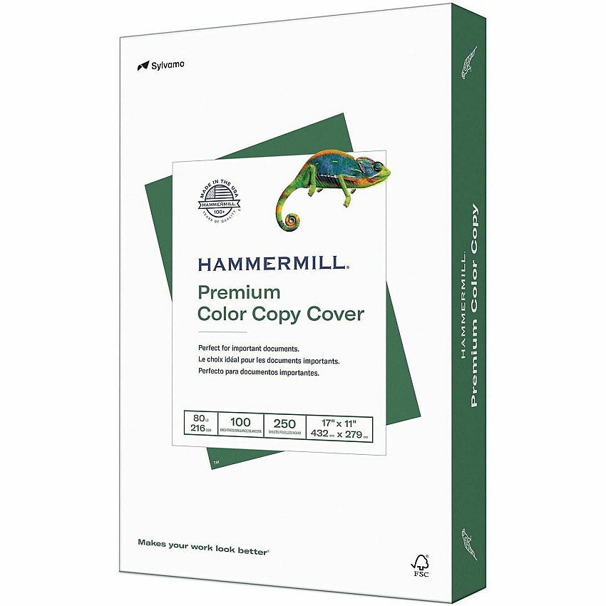 Hammermill Premuim Color Copy Cover Paper 100 Brightness - Ledger/Tabloid - 17" x 11" - 80 lb Basis Weight - Ultra Smooth - Durable, Jam-free, Acid-free - White - 250 Sheets per Ream - 4 / Carton (120037CT)