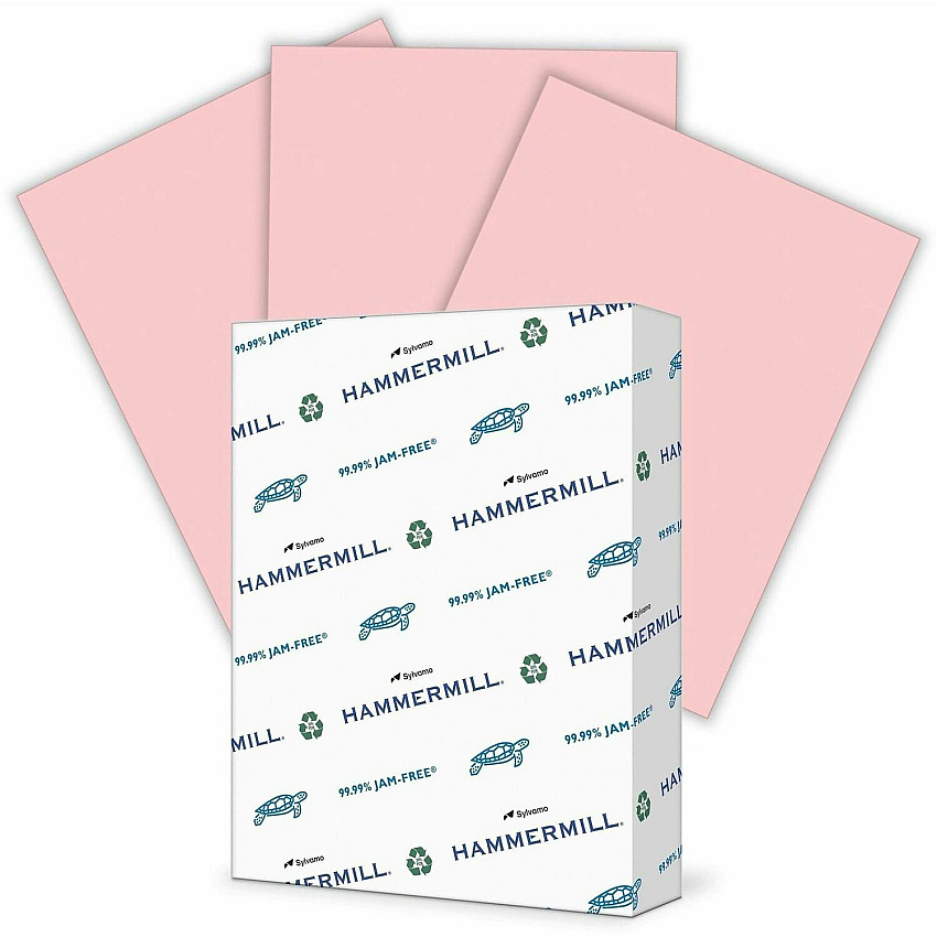 Hammermill 24lb Color Paper Letter - 8 1/2" x 11" - 24 lb Basis Weight - Jam-free, Eco-friendly - Pink - 500 Sheets per Ream - 10 / Carton (104463CT)