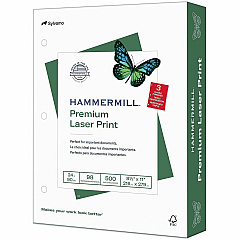Hammermill Premium 3HP Laser Print Paper - White 3-Hole Punched - 98 Brightness - Letter - 8 1/2" x 11" - 24 lb Basis Weight - Ultra Smooth - Jam-free, Acid-free, Archival-safe - White - 500 Sheets per Ream - 10 / Carton (107681CT) Hammermill Premium 3HP Laser Print Paper - White 3-Hole Punched - 98 Brightness - Letter - 8 1/2" x 11" - 24 lb Basis Weight - Ultra Smooth - Jam-free, Acid-free, Archival-safe - White - 500 Sheets per Ream - 10 / Carton (107681CT)