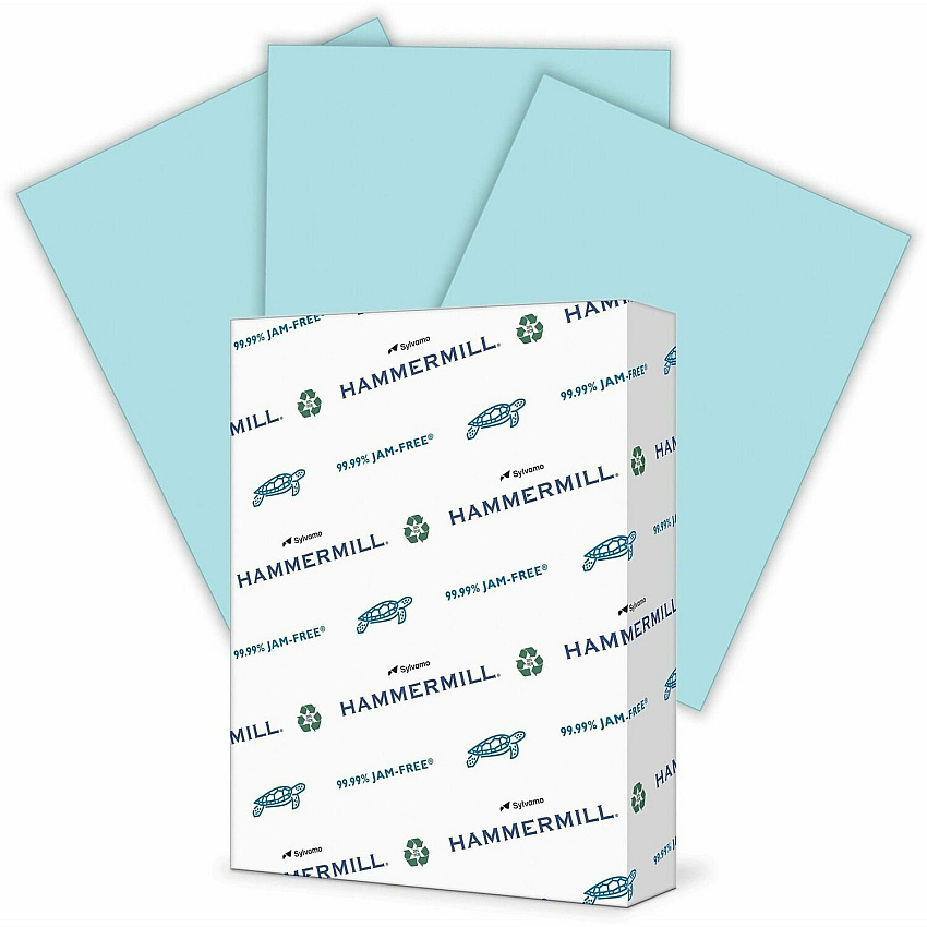 Hammermill 24lb Color Paper Letter - 8 1/2" x 11" - 24 lb Basis Weight - Jam-free, Eco-friendly - Blue - 500 Sheets per Ream - 10 / Carton (103671CT)