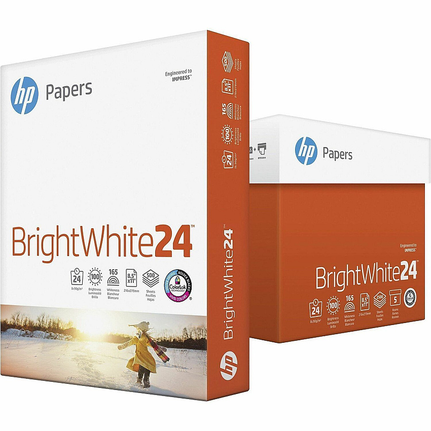 HP Premium Inkjet Paper Letter - 8 1/2" x 11" - 24 lb Basis Weight - Quick Drying, Smear Resistant, ColorLok Technology - White - 500 Sheets per Ream - 5 / Carton (203000CT)