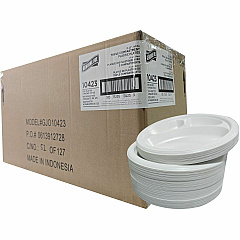 Genuine Joe 3-Compartment Plastic Plates Breakroom, Party, Picnic, Serving, Food - Disposable - White - Plastic Body - 4/Carton - 4 / Carton (GJO10423) Genuine Joe 3-Compartment Plastic Plates Breakroom, Party, Picnic, Serving, Food - Disposable - White - Plastic Body - 4/Carton - 4 / Carton (GJO10423)