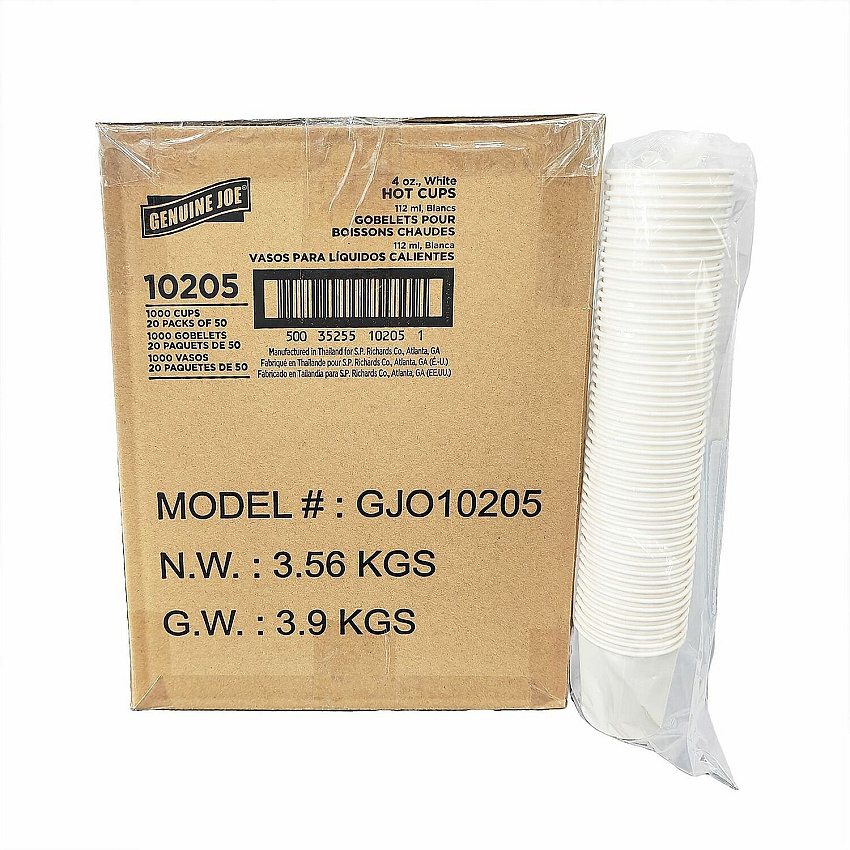 Genuine Joe 4oz Hot-and-Cold Beverage Cups 4 fl oz - White - Polyethylene - Beverage, Cold, Hot Drink, Breakroom, Coffee, Tea, Hot Chocolate - 20 / Carton (GJO10205)