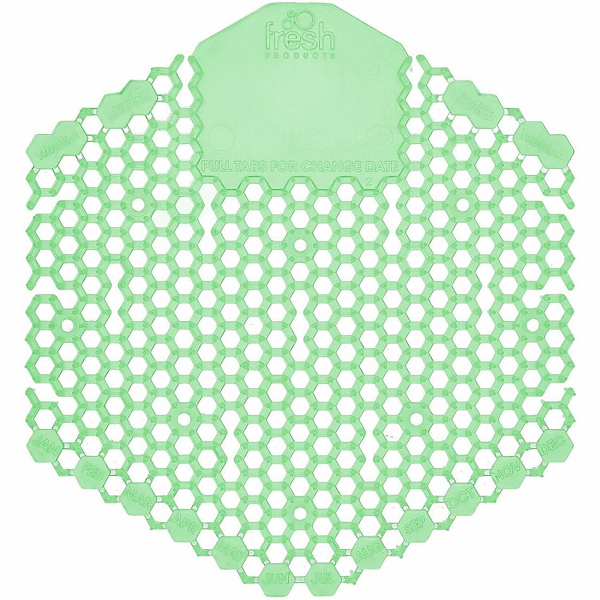 Fresh Products Wave 3D Urinal Screen Lasts upto 30 Days - Odor Neutralizer, Dual Sided Design, Anti-splash - 6 / Carton - Green (3WDS60CMECT)
