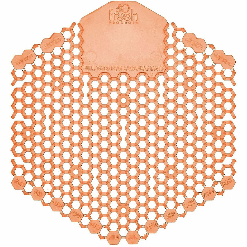 Fresh Products Wave 3D Urinal Screen Lasts upto 30 Days - Odor Neutralizer, Dual Sided Design, Anti-splash - 6 / Carton - Orange (3WDS60MANCT)