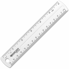 Westcott Shatterproof Plastic Ruler 6" Length - 1/16 Graduations - Metric Measuring System - Plastic - Transparent, Clear - 12 / Box (45016BX) Westcott Shatterproof Plastic Ruler 6" Length - 1/16 Graduations - Metric Measuring System - Plastic - Transparent, Clear - 12 / Box (45016BX)