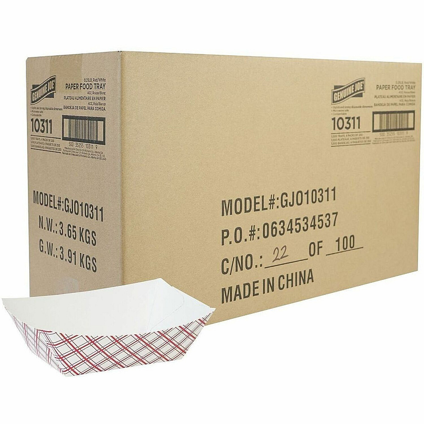 Genuine Joe Paper Food Tray Food - Disposable - Multi - Paper Body - 1 Carton (GJO10311)