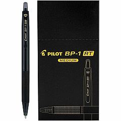 Pilot BP-1 RT Ballpoint Pens 1.0 mm Pen Point - Retractable - Black Ink - Oil Based - Stainless Steel Tip - Writing, School, Home - 12 / Dozen (21634)