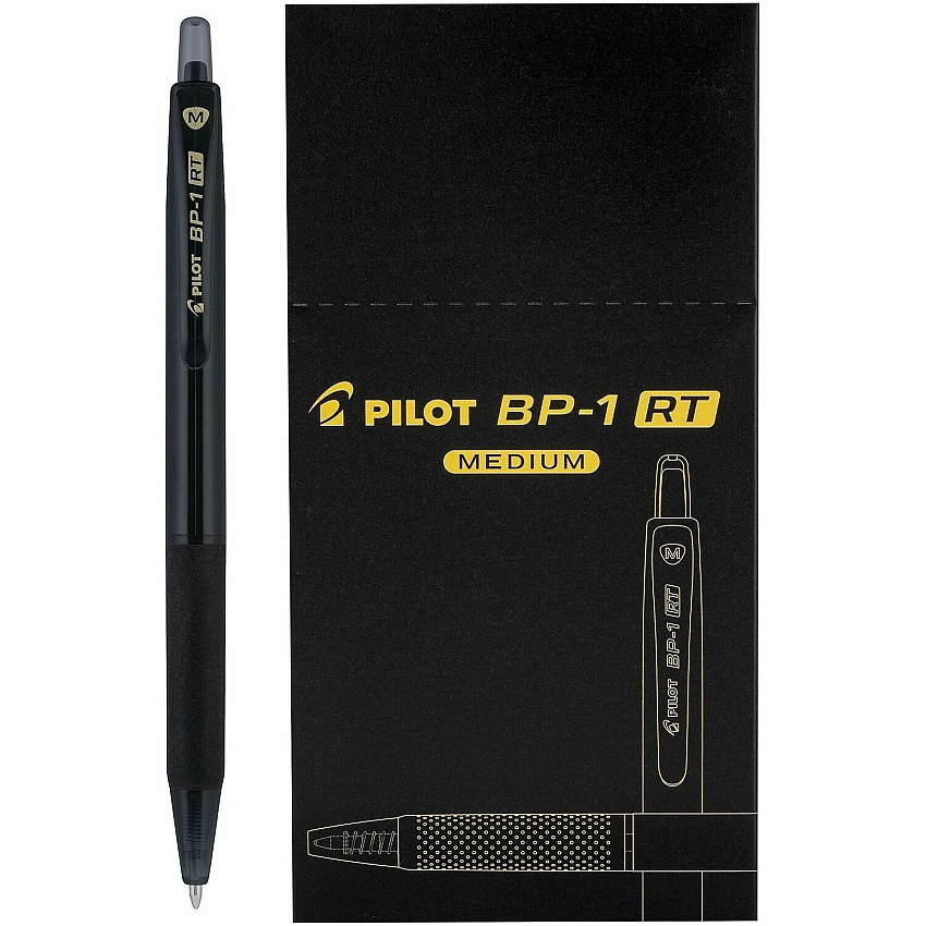 Pilot BP-1 RT Ballpoint Pens 1.0 mm Pen Point - Retractable - Black Ink - Oil Based - Stainless Steel Tip - Writing, School, Home - 12 / Dozen (21634)