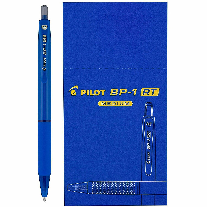 Pilot BP-1 RT Ballpoint Pens 1.0 mm Pen Point - Retractable - Blue Ink - Oil Based - Stainless Steel Tip - Writing, School, Home - 12 / Dozen (21637)