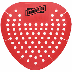 Genuine Joe Deodorant Urinal Screens Splash Reducer, Odor Neutralizer - 1 Box - Red (GJO10011)