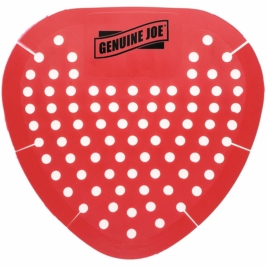 Genuine Joe Deodorant Urinal Screens Splash Reducer, Odor Neutralizer - 1 Box - Red (GJO10011)