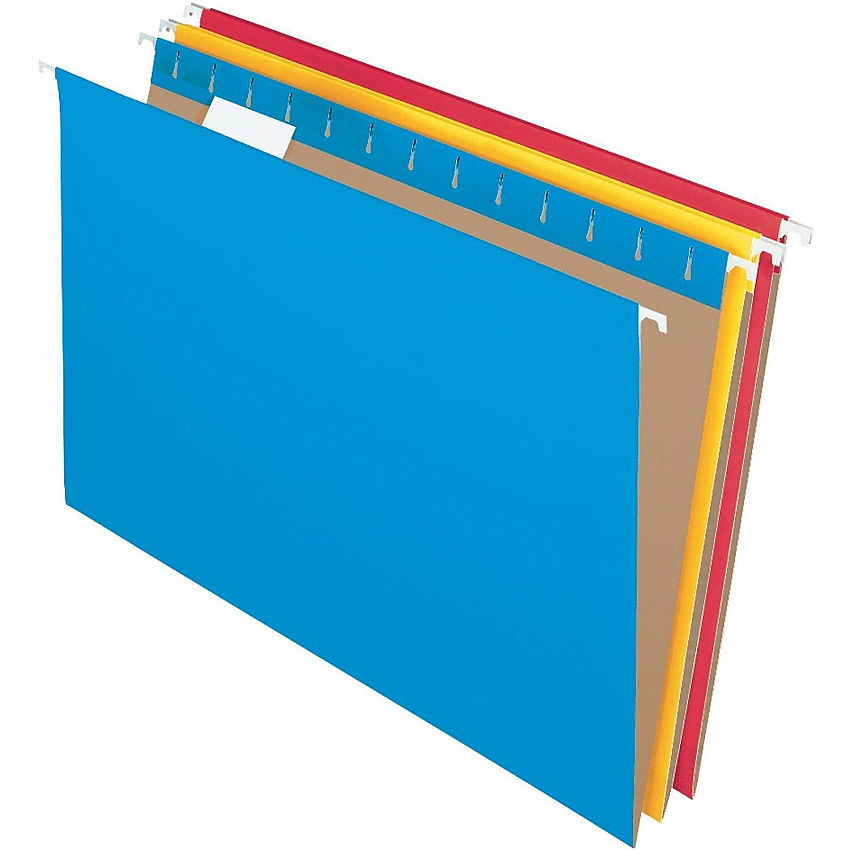 Business Source 1/5 Tab Cut Legal Hanging Folder 8 1/2" x 14" - Fiber, Kraft - Assorted - Label, Tab - 0% Recycled - 25 / Box (BSN14221)