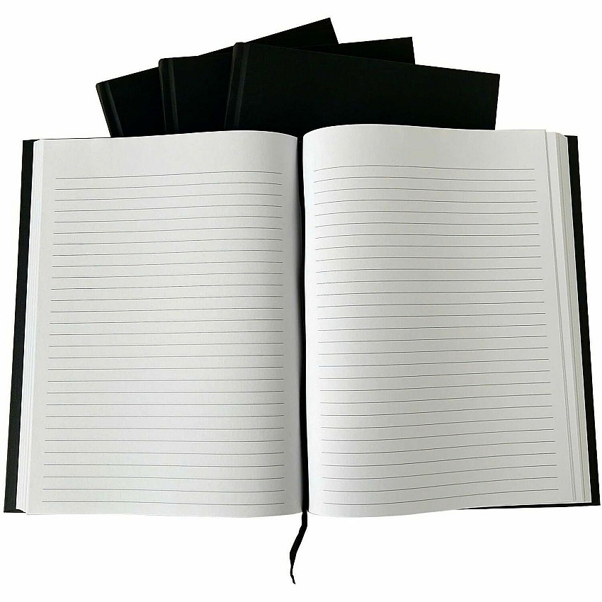 Business Source Hardbound Ruled Linen Journals Hard Bound - Ruled Margin - 7 5/8" x 10 15/64" Sheet Size - Black Cover - Ribbon Marker, Micro Perforated, Hard Cover, Removable, Bookmark - 12 / Carton (BSN10973CT)
