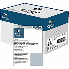 Business Source Recycled Copy Paper 92 Brightness - Letter - 8 1/2" x 11" - 20 lb Basis Weight - 75 g/m² Grammage - Acid-free, Smudge-free - White - 5000 Sheets - 500 Sheets per Ream - 10 Ream per Case - 10 / Carton (BSN20030) Business Source Recycled Copy Paper 92 Brightness - Letter - 8 1/2" x 11" - 20 lb Basis Weight - 75 g/m² Grammage - Acid-free, Smudge-free - White - 5000 Sheets - 500 Sheets per Ream - 10 Ream per Case - 10 / Carton (BSN20030)