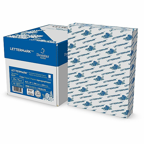 Domtar Lettermark Perforated & Hole-Punch Paper 5-Hole Punched - 92 Brightness - 88 Opacity - Letter - 8 1/2" x 11" - 20 lb Basis Weight - 75 g/m² Grammage - Smooth - Sustainable Forestry Initiative (SFI) - Perforated, ColorLok Technology, Aci (8829)