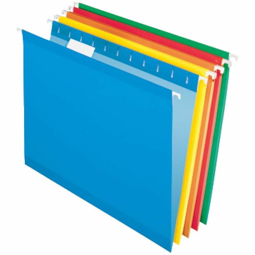 Business Source 1/5 Tab Cut Letter Hanging Folder 8 1/2" x 11" - 3/4" Expansion - 11 pt. - Paper Stock - Assorted - Reinforced, Label, Tab, Rip Resistant, Tear Resistant, Acid-free - 0% Recycled - 25 / Box (BSN34112)