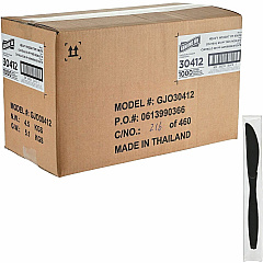 Genuine Joe Heavy-Weight Polypropylene Cutlery Cutlery Set - Fork - Knife - Food, Cafeteria - Disposable - Polypropylene - Black - 1 Carton (GJO30412) Genuine Joe Heavy-Weight Polypropylene Cutlery Cutlery Set - Fork - Knife - Food, Cafeteria - Disposable - Polypropylene - Black - 1 Carton (GJO30412)