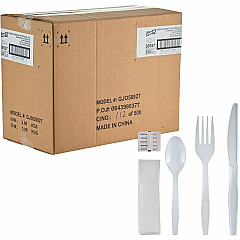 Genuine Joe 6-Piece Medium-Weight Utensil Kit 6 Piece(s) - Cutlery Set - Spoon - Fork - Knife - Breakroom - Disposable - Polystyrene - White - 1 Carton (GJO58927) Genuine Joe 6-Piece Medium-Weight Utensil Kit 6 Piece(s) - Cutlery Set - Spoon - Fork - Knife - Breakroom - Disposable - Polystyrene - White - 1 Carton (GJO58927)