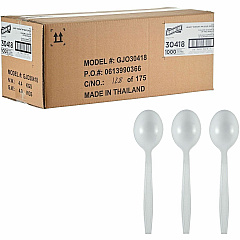 Genuine Joe Heavy-Weight Polypropylene Cutlery Soup Spoon - Soup Spoon - Food, Cafeteria, Breakroom - Disposable - Polypropylene - White - 1 Carton (GJO30418)