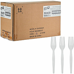 Genuine Joe Disposable Polystyrene Cutlery Fork - Fork - Food, Cafeteria, Breakroom - Disposable - Polystyrene - White - 1 Carton (GJO30431) Genuine Joe Disposable Polystyrene Cutlery Fork - Fork - Food, Cafeteria, Breakroom - Disposable - Polystyrene - White - 1 Carton (GJO30431)