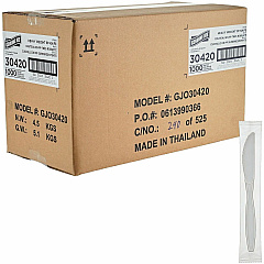 Genuine Joe Heavy-Weight Polypropylene Cutlery Cutlery Set - Fork - Knife - Food, Cafeteria - Disposable - Polypropylene - White - 1 Carton (GJO30420) Genuine Joe Heavy-Weight Polypropylene Cutlery Cutlery Set - Fork - Knife - Food, Cafeteria - Disposable - Polypropylene - White - 1 Carton (GJO30420)
