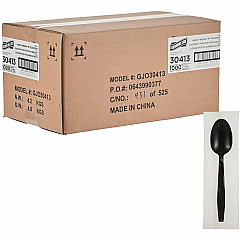 Genuine Joe Heavy-Weight Polypropylene Cutlery Soup Spoon - Soup Spoon - Food, Cafeteria - Disposable - Polypropylene - Black - 1 Carton (GJO30413)